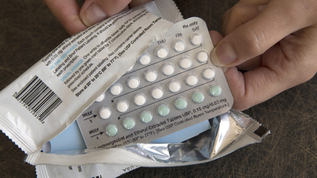 A one-month dosage of hormonal birth control pills is displayed in Sacramento, Calif. (Rich Pedroncelli / AP)