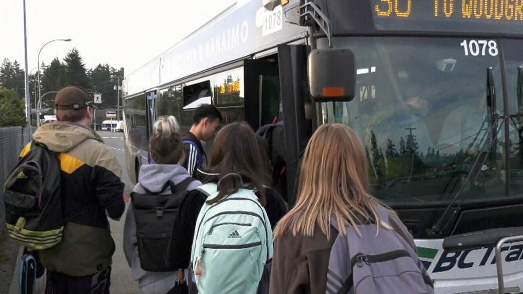 Students are seen boarding a bus in Nanaimo, B.C.: (File Photo)