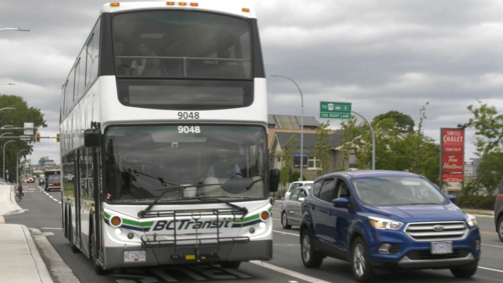 A BC Transit bus is pictured in Victoria.