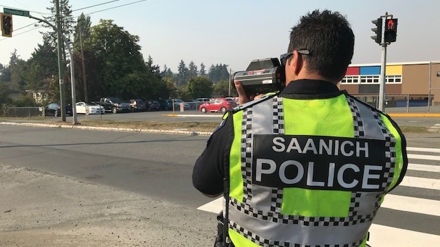 Saanich police conduct school-zone enforcement on Sept. 8, 2020. (CTV News)