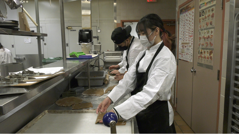 Esquimalt High students prepare gingerbread house kits: Nov. 19, 2021. (CTV News) 