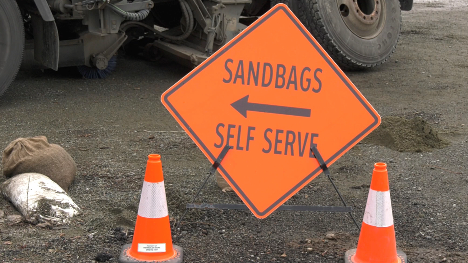 A free sandbag station has been set up in the Sooke Public Works yard. (CTV News)