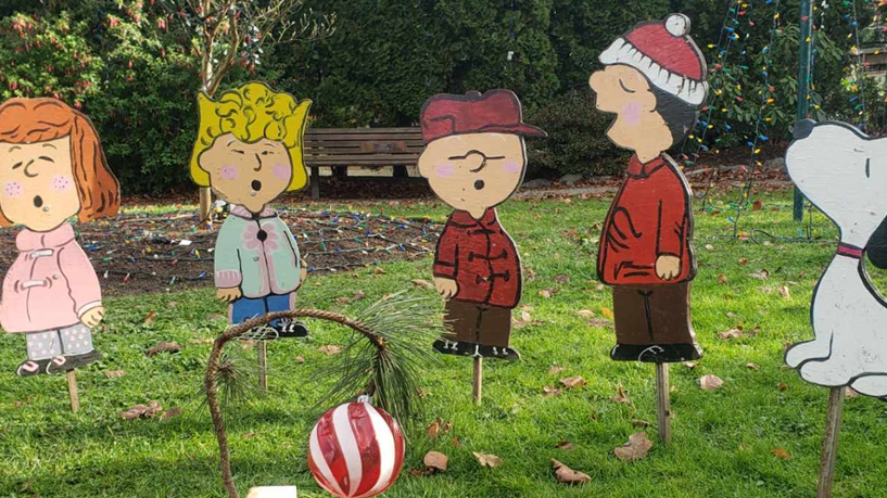 Peanuts characters as seen in the Holiday Display at Oak Bay Park: (Oak Bay Police Department.)