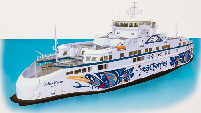 The Salish Heron is the fourth Salish Class vessel to display Indigenous art. (BC Ferries)