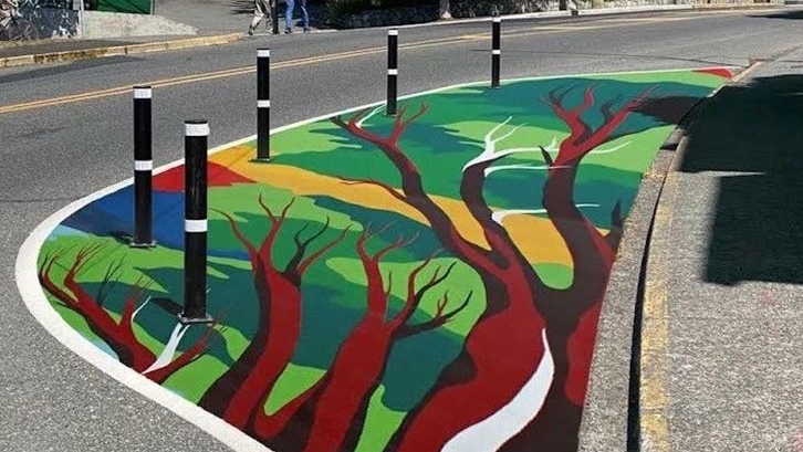 The Greater Victoria Placemaking Network’s planned 'Curbside Colour' project on Quadra Street. (City of Victoria.)