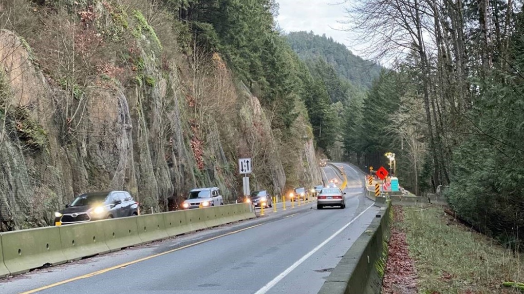 The Malahat highway is pictured: Dec. 3, 2021 (BC Transportation / Twitter)