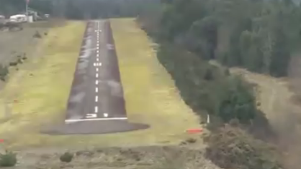 The runway at Duncan airport is seen in this still from a video posted on the Duncan Flying Club Facebook page.