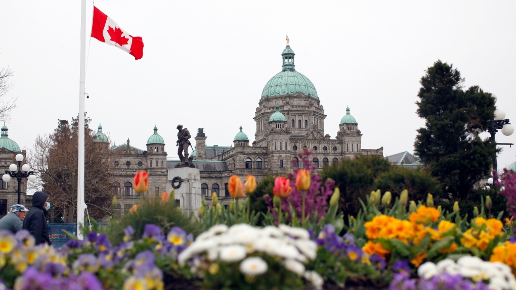 The B.C. Legislature is seen on April 9, 2021. THE CANADIAN PRESS/Chad Hipolito