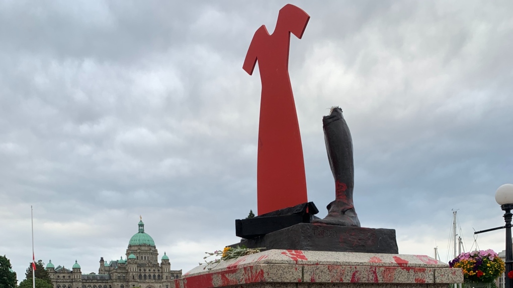 Victoria statue of Captain James Cook pulled down, thrown into