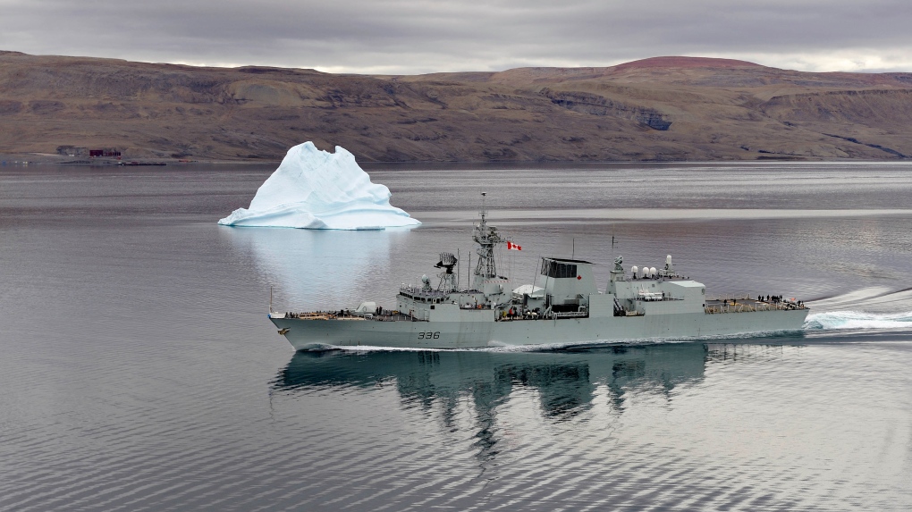 Her Majesty’s Canadian Ship (HMCS) Montreal passes an iceberg near Nanisivik, Nunavut, during Operation NANOOK, a sovereignty operation in Canada's Arctic in August 2010. (Cpl. Rick Ayer, Formation Imaging Services/DND)