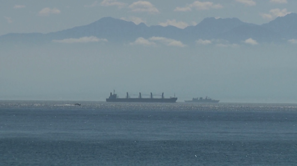 Ships are seen off the coast of Vancouver Island in this file photo.