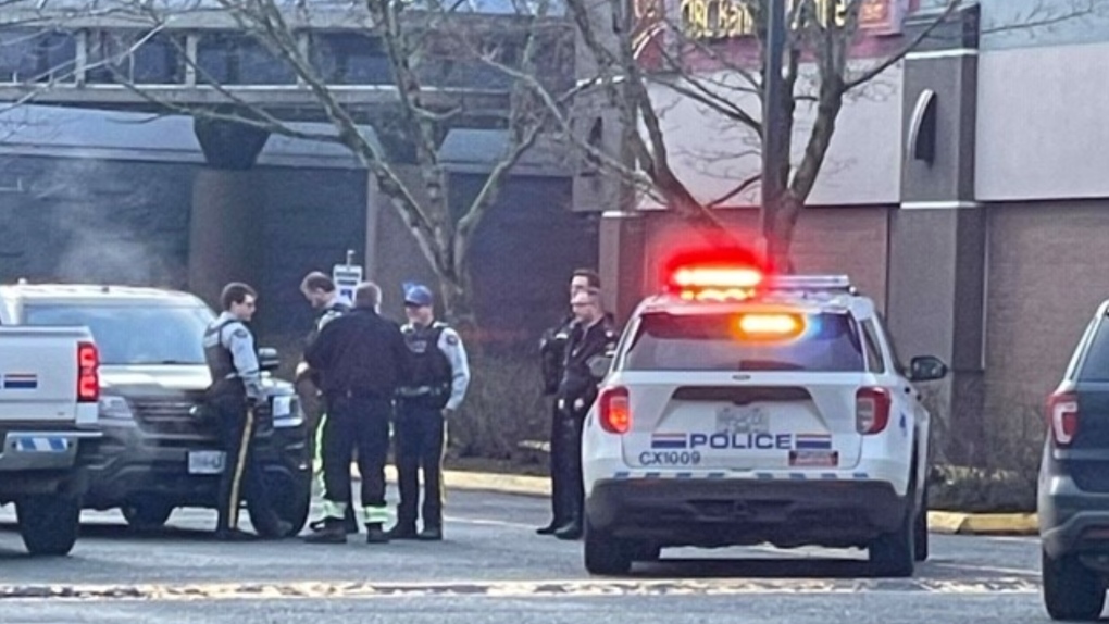 One man was taken into custody following a police incident Saturday morning at the Driftwood Mall in Courtenay.