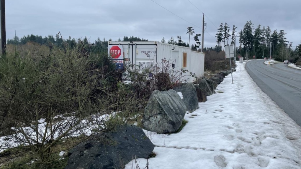 A pair of trailers have been erected at the construction site to provide a temporary office and storage facility during the initial phase of work. (BC Transit)