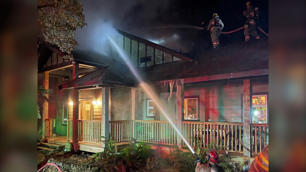 The fire was reported around 8:30 p.m. on Nov. 24, 2022. (Metchosin Fire Chief Stephanie Dunlop)