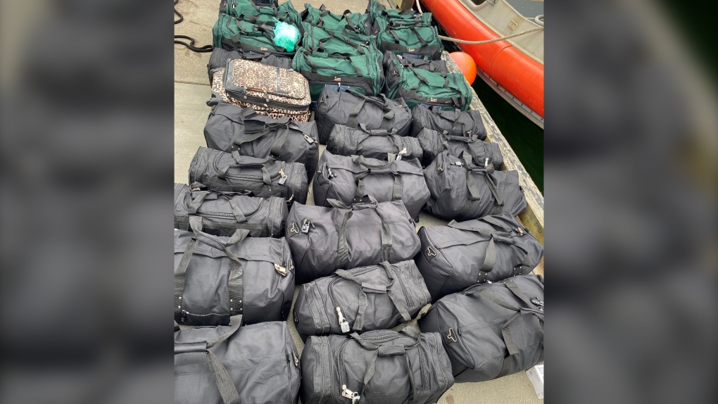 Some of the duffel bags seized from the boat. (U.S. Customs and Border Protection)