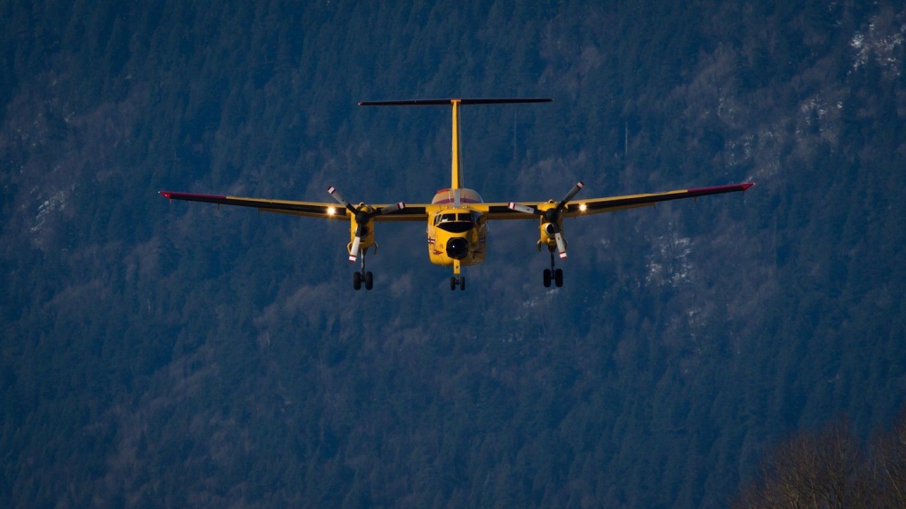 A Canadian Forces CC-115 Buffalo aircraft prepares to land at Chilliwack Airport in Chilliwack, B.C., on Friday February 28, 2014. (THE CANADIAN PRESS/Darryl Dyck)