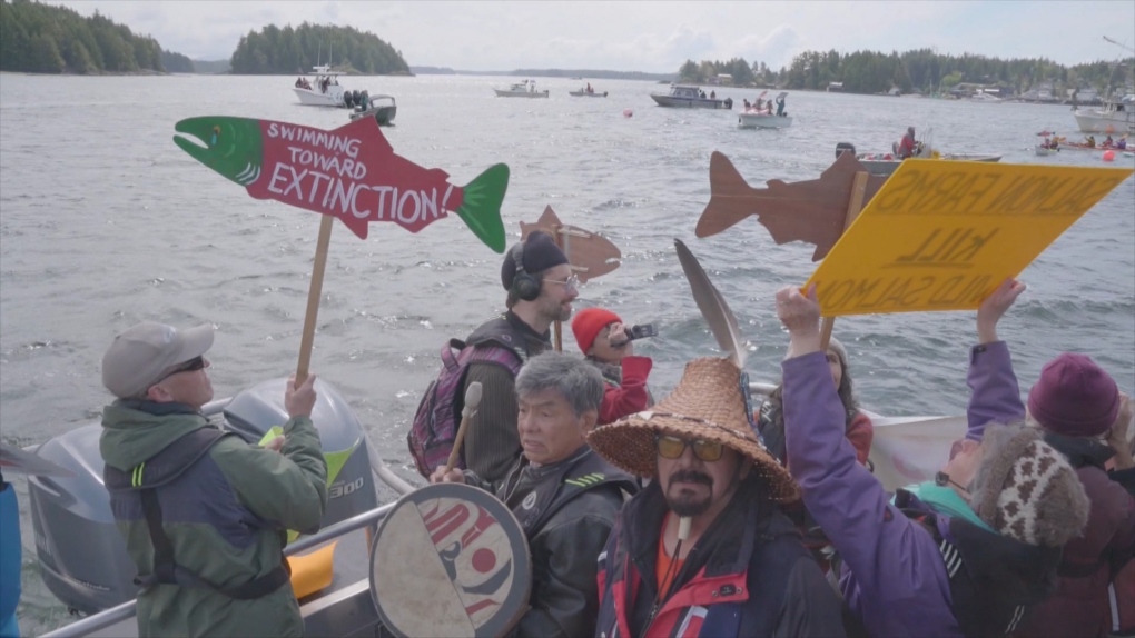 BC FN protest Salmon Farming