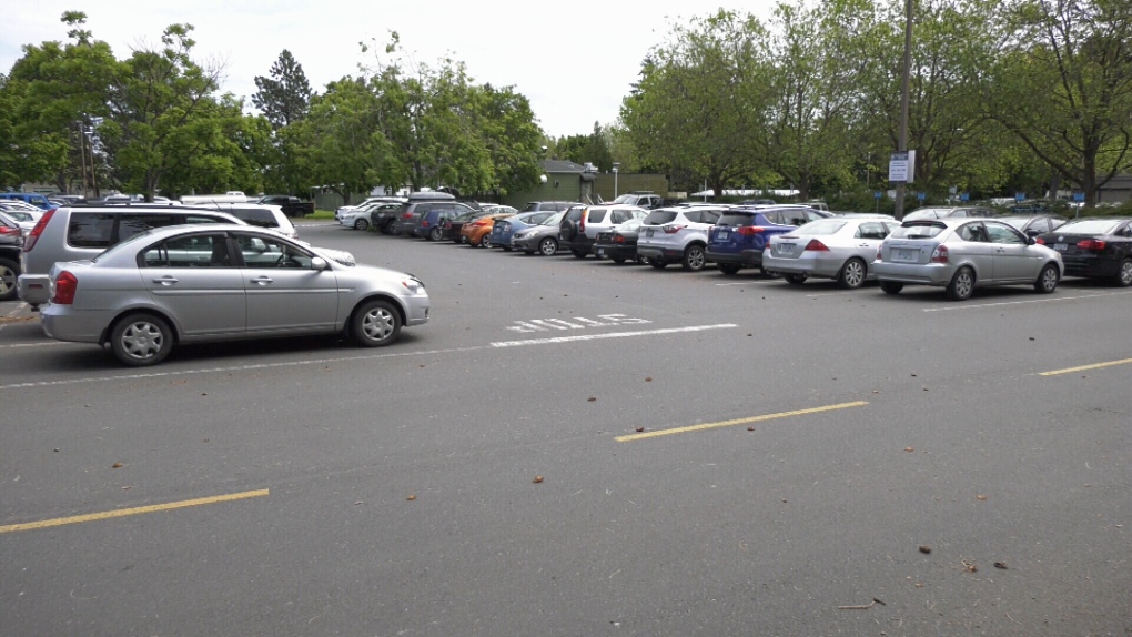 A parking lot at the University of Victoria is pictured. June 13, 2022 (CTV News)