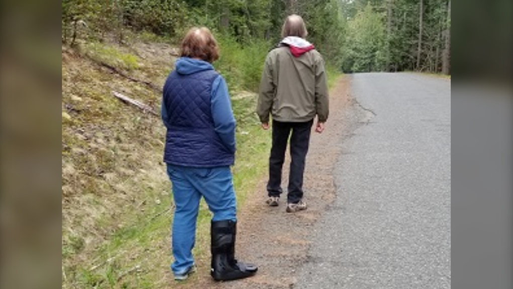 The collision happened on March 4, when a woman and her husband were walking their two dogs around 3:30 p.m. on Lorenzen Lane, near Superior Road, in Lantzville, B.C. (RCMP)