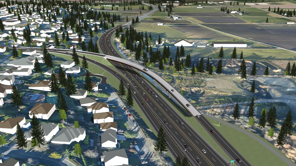 A rendering of the Keating Cross Overpass is shown. June 3, 2022 (Province of B.C. / Flickr)