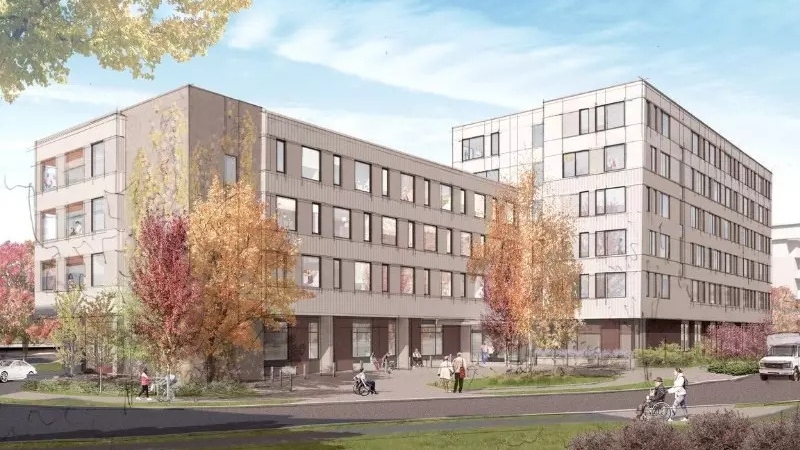 A rendering of the Nigel Valley redevelopment in Saanich is shown. (BC Housing)