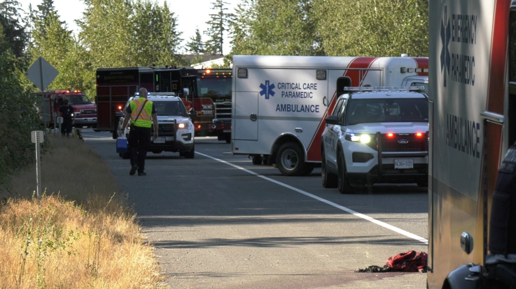 A section of Highway 19 was closed to southbound traffic for several hours as paramedics, firefighters and heavily armed police responded to the scene. (CTV News)