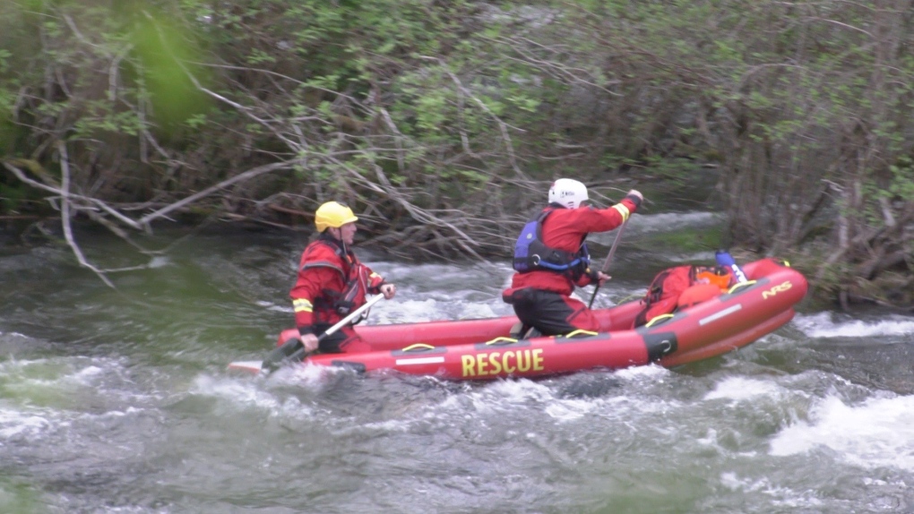 CVSAR swift water teams are pictured on the Puntledge River. May 11, 2023. (CTV News)