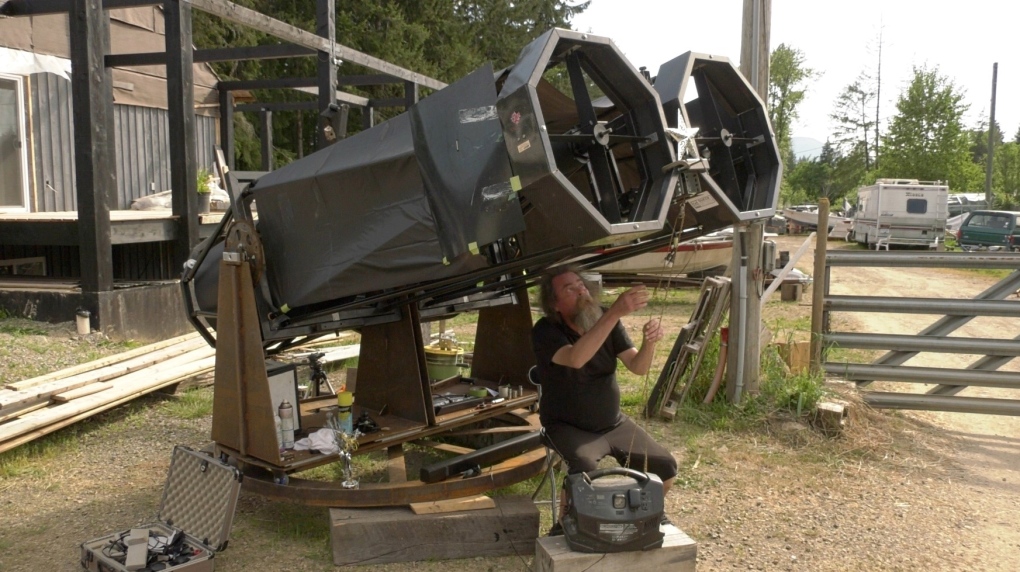 David Gibney working on his Binocular Observatory Project 